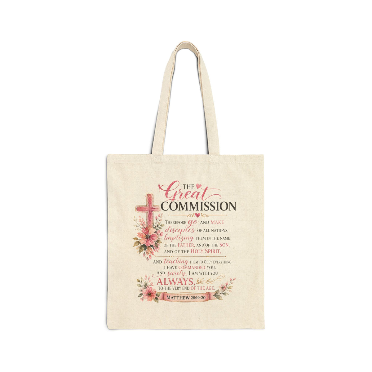 The Great Commission Floral Canvas Tote