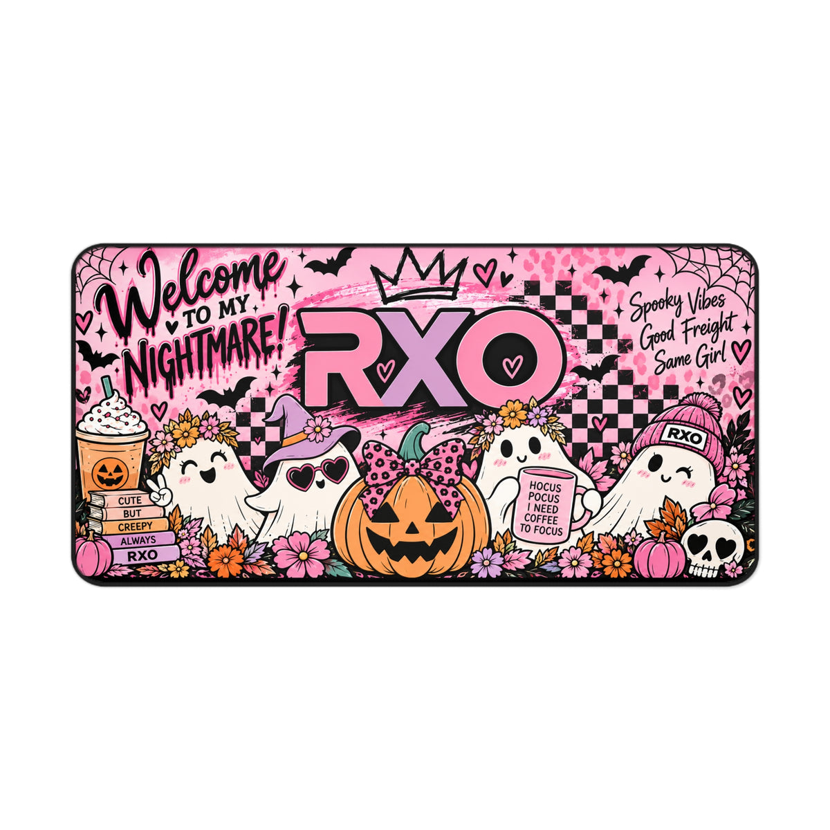 RXO Pink Pumpkin & Ghosts Desk Mat