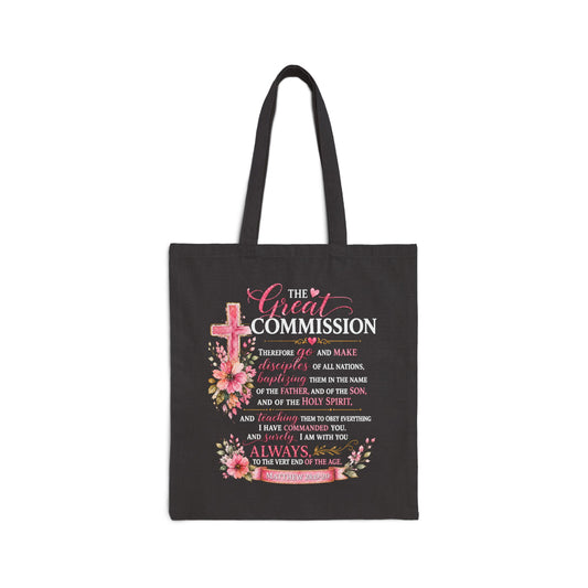 The Great Commission Floral Canvas Tote