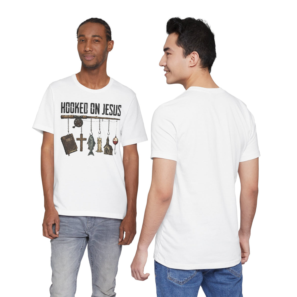Hooked on Jesus - Faith Inspired Men's T-Shirt