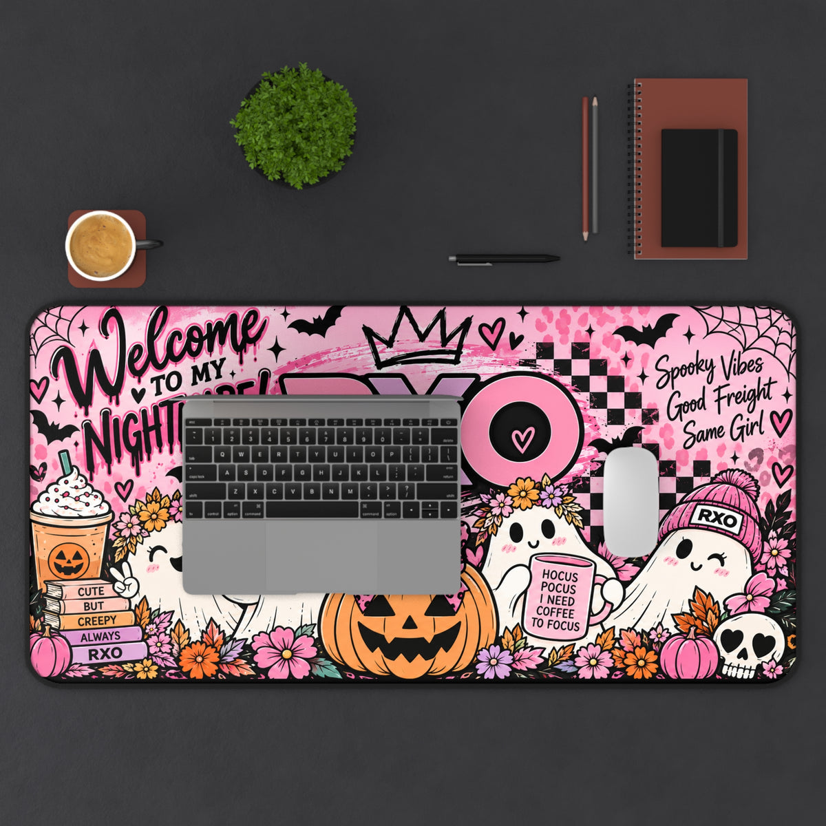 RXO Pink Pumpkin & Ghosts Desk Mat