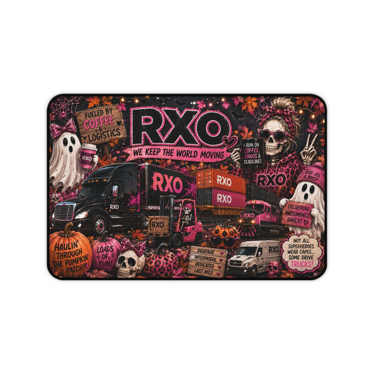 RXO Halloween Trucking Desk Mat — Spooky Ghosts & Skulls Gaming Mouse Pad