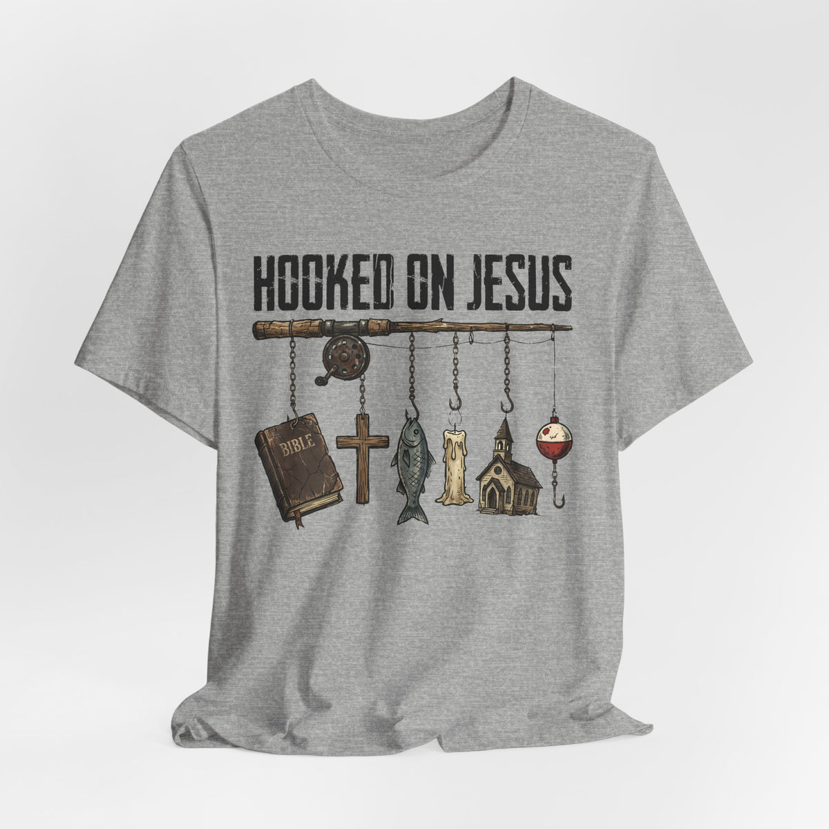 Hooked on Jesus - Faith Inspired Men's T-Shirt