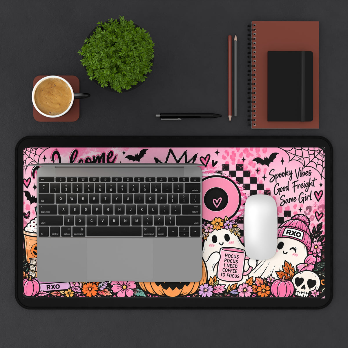 RXO Pink Pumpkin & Ghosts Desk Mat