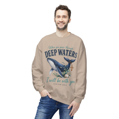 Deep Waters Whale Sweatshirt – "When you pass through deep waters I will be with you" (Isaiah 43:2)