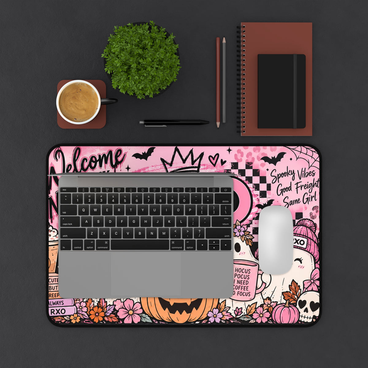 RXO Pink Pumpkin & Ghosts Desk Mat