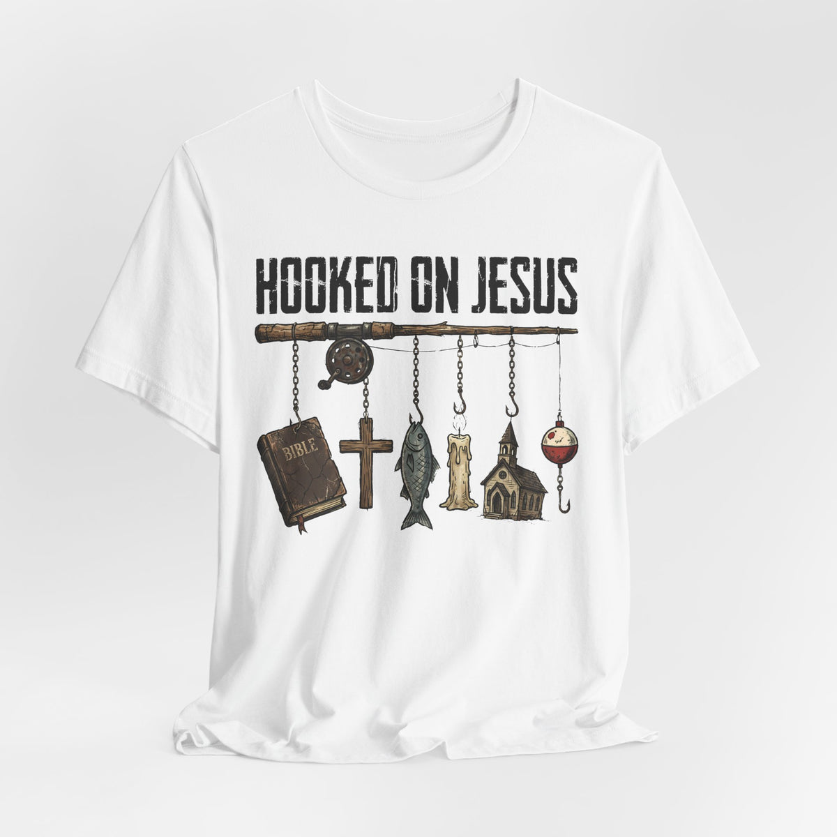 Hooked on Jesus - Faith Inspired Men's T-Shirt
